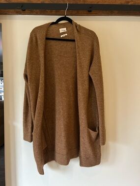 Aritzia Wilfred Open-Front Brown Cardigan Wool Blend